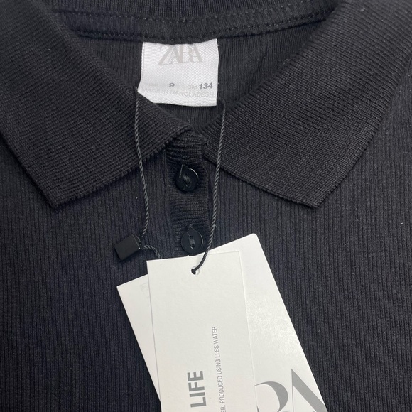 Zara - Boys Longsleeve Rib Knit Polo - Black - Size 9 - Picture 4 of 5